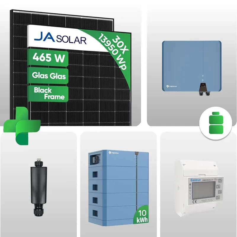 PV Set - 13.950 Wp Komplettanlage mit 10 kWh Speicher | JA Solar 465 W Black Frame Glas-Glas JAM54D40 LR Module